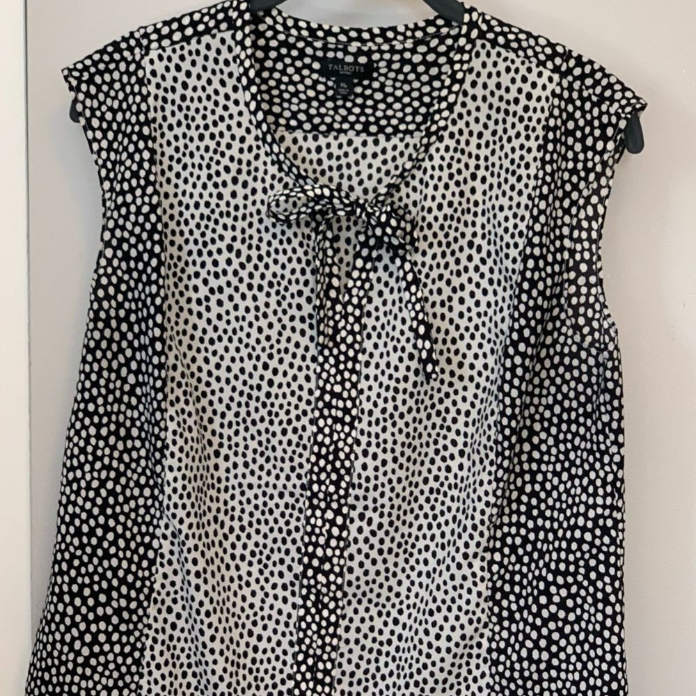 Talbots-petite, Size PM, black/white blouse.